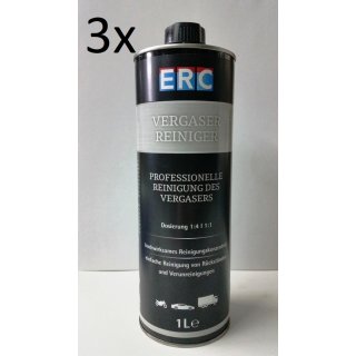 3x 1L ERC Vergaser-Reiniger zur Anwendung in professionalen Werkstätten