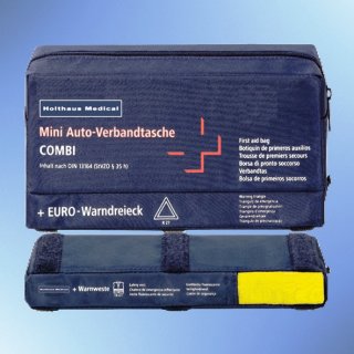 VD ⌛12-2028 KFZ Mini 3in1 Holthaus Warnweste-Dreieck-Verbandstasche Din 13164-2022